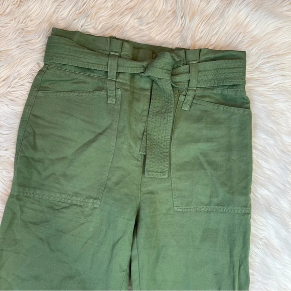 NWOT A.L.C. Cobin Paperbag Waist High Rise Belted Pants Fern Green Twill Women 8 - Picture 5 of 12